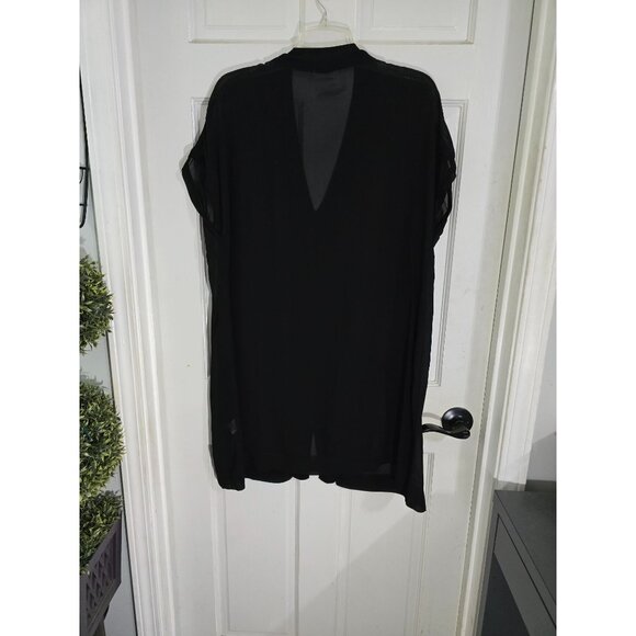 Lacausa Women's Black Sheer V-Neck Tunic Style Size M 100% Viscose Lightweight - Picture 3 of 10